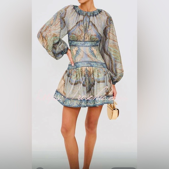 COSTA AZUL Chic Long Sleeve Paisley Dress - Picture 2 of 4